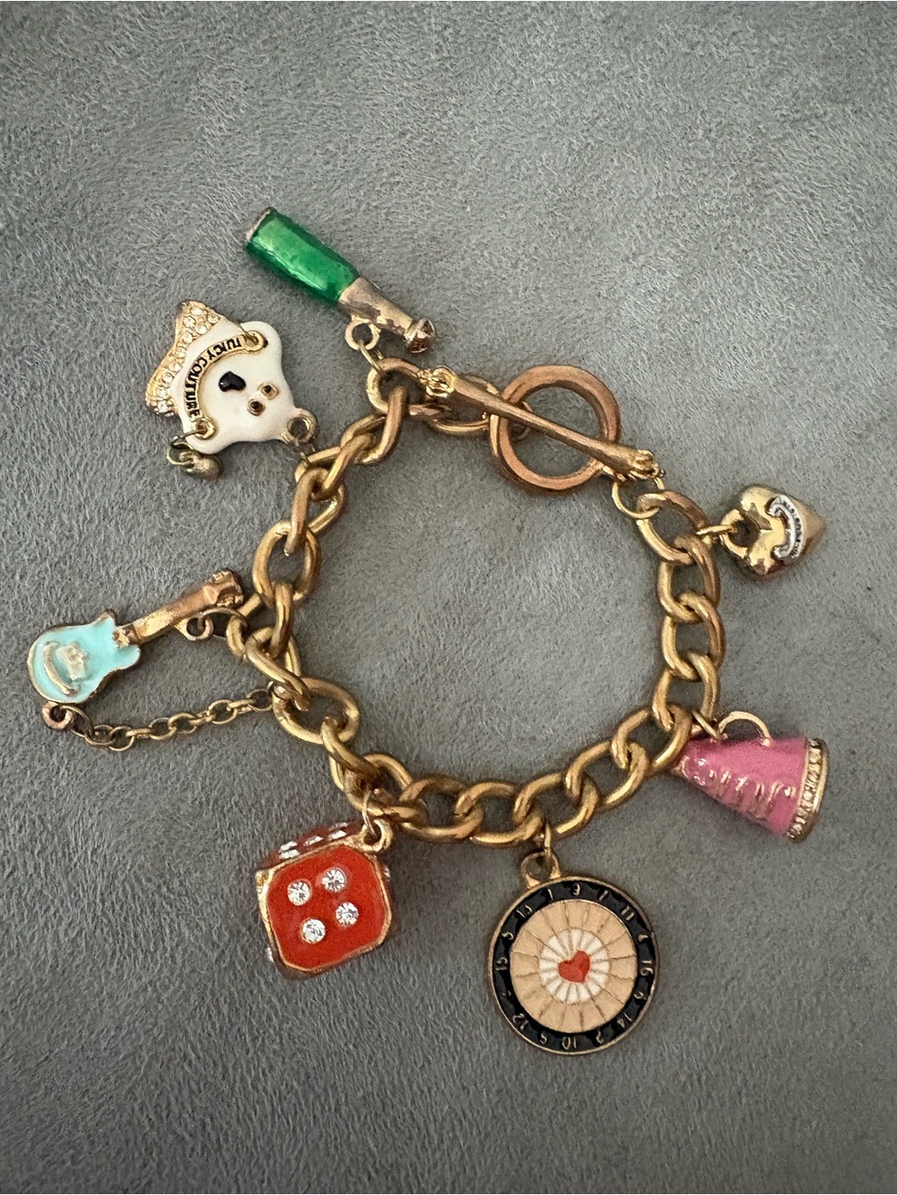 Juicy Couture Bracelet with 7 Charms Vintage gold-plated chainlink Y2K